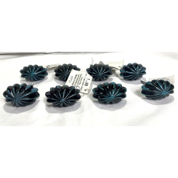 New Set of 8 Dark Teal / Black Seashell Rasin? Decorative Drawer Knob - Picture 2 of 6